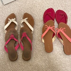 LOFT Women's Pink and Cream Sandals